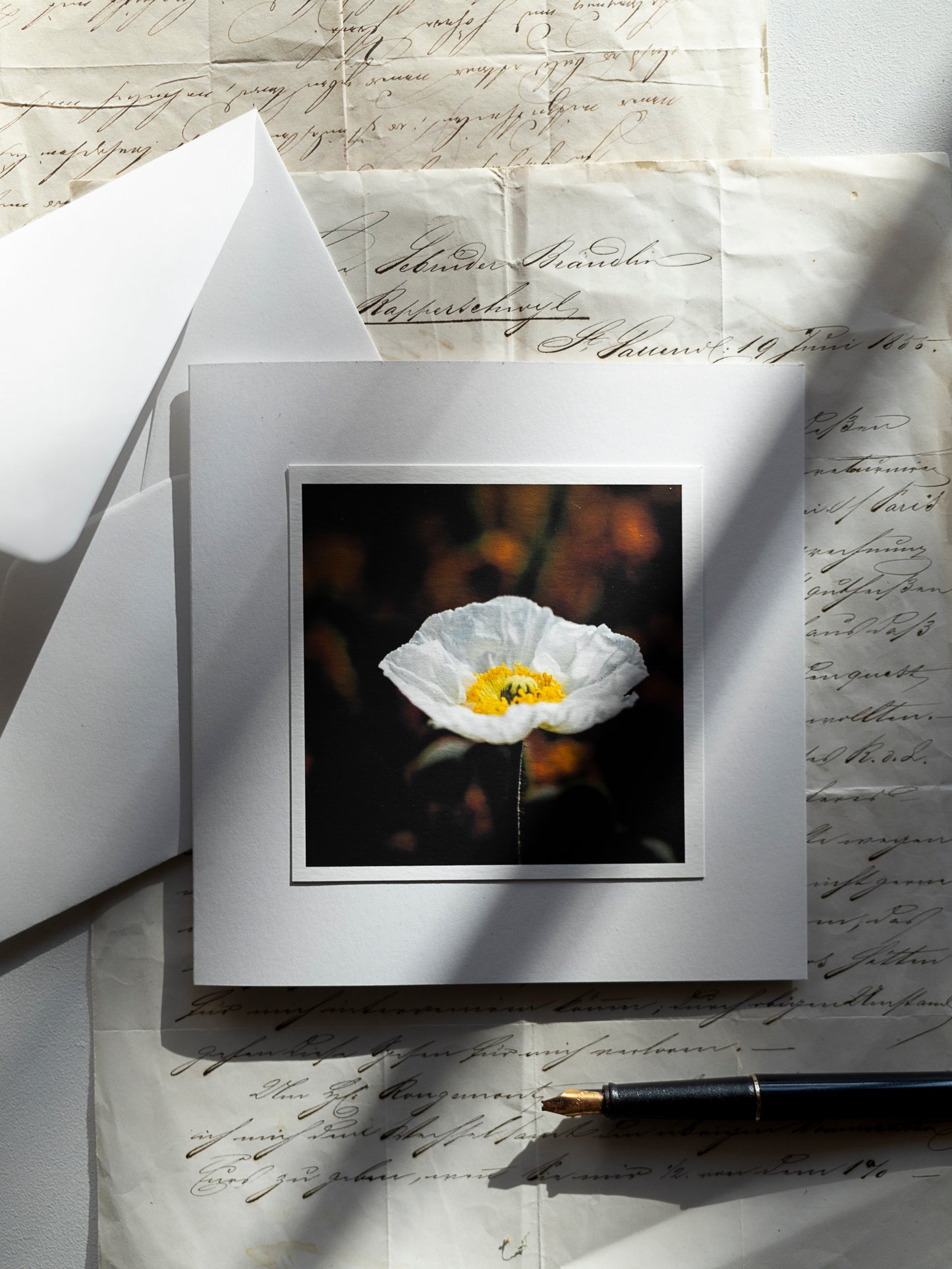Trauerkarte weisser Mohn